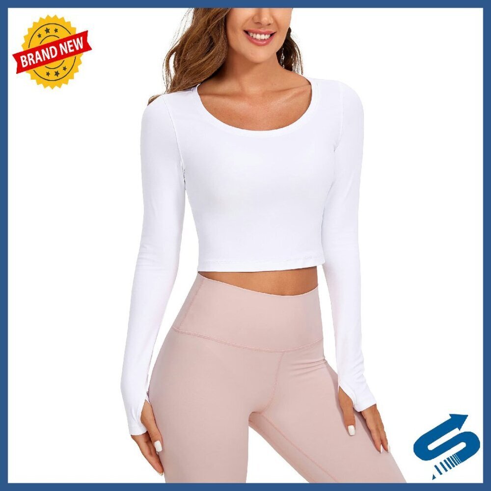 Butterluxe Long Sleeve Crop Top Slim Fit Workout Shirt Thumb Holes